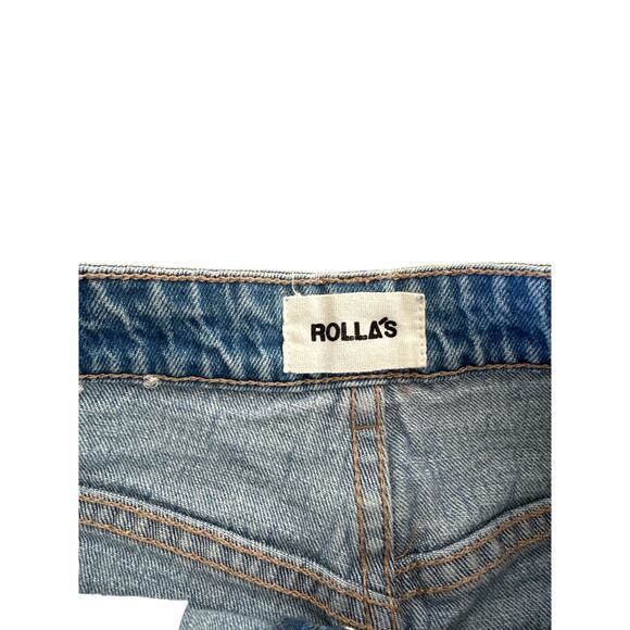 Rollas - High Waist Cut Off Shorts in Light Wash Blue - Picture 3 of 4